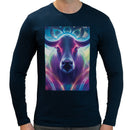 Neon Cow | Super Soft T-shirt | Cotton Crew Neck Long sleeve T Shirt Men's