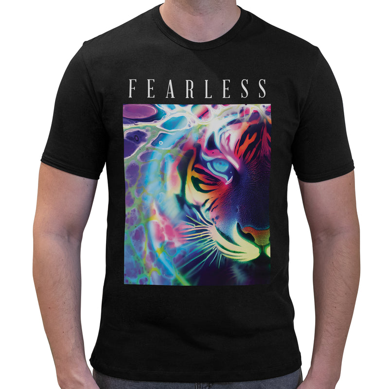 Fearless Neon Tiger | Super Soft T-shirt | Cotton Crew Neck Short sleeve T Shirt Men's