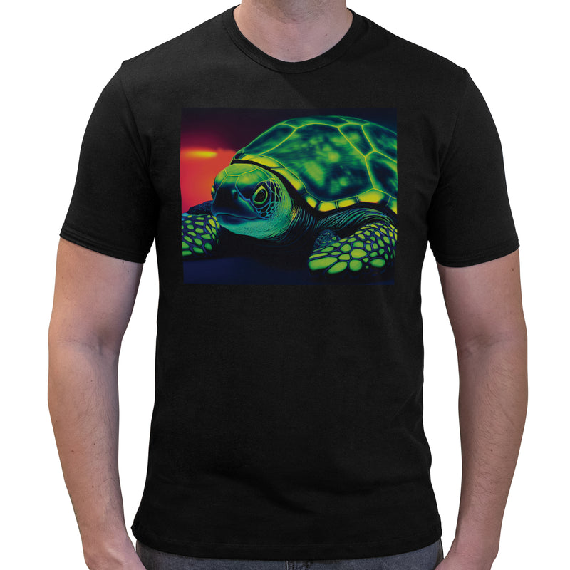 Neon Turtle | Super Soft T-shirt | Cotton Crew Neck Short sleeve T Shirt Men's