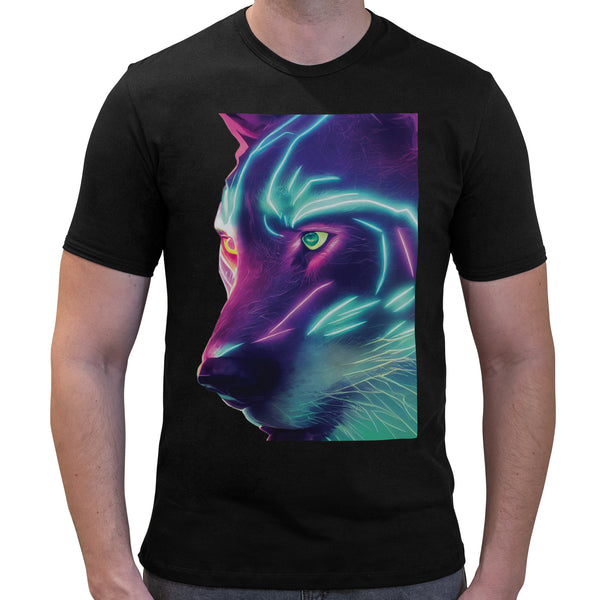 Neon Wolf | Super Soft T-shirt | Cotton Crew Neck Short sleeve T Shirt Men's