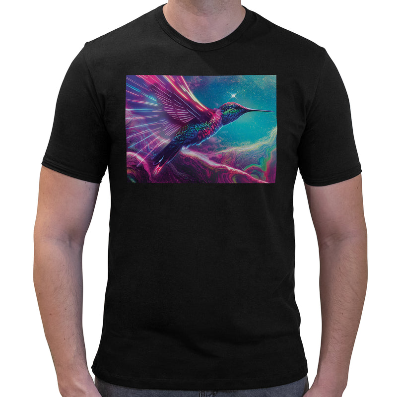 Neon Hummingbird | Super Soft T-shirt | Cotton Crew Neck Short sleeve T Shirt Men's