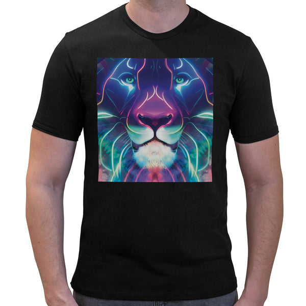 Neon Lion | Super Soft T-shirt | Cotton Crew Neck Short sleeve T Shirt Men's