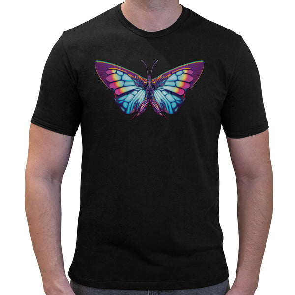 Neon Butterfly | Super Soft T-shirt | Cotton Crew Neck Short sleeve T Shirt Men's