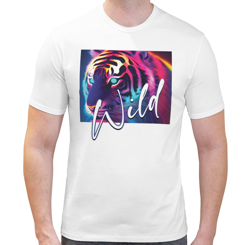Tiger Neon Psychedelic | Super Soft T-shirt | Cotton Crew Neck Short sleeve T Shirt Men's