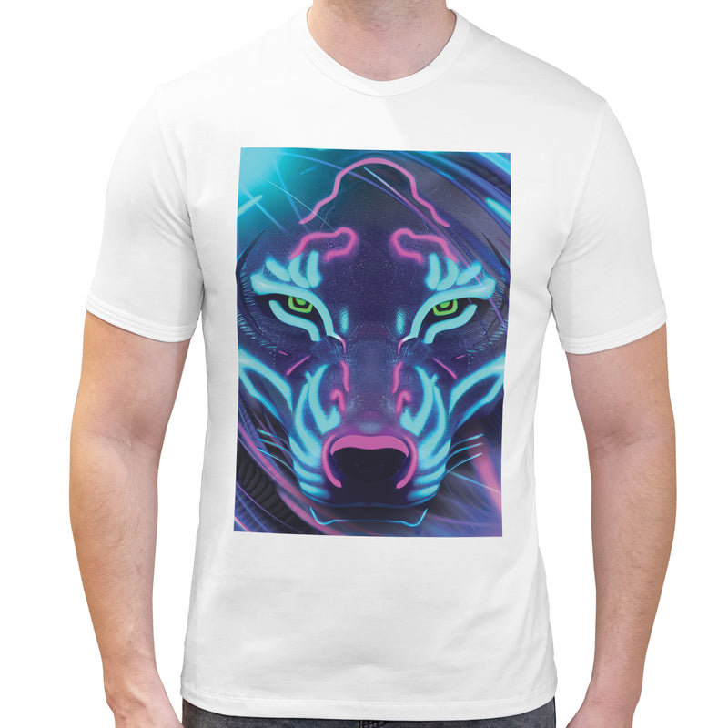 Neon Wolf | Super Soft T-shirt | Cotton Crew Neck Short sleeve T Shirt Men's