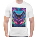 Neon Rave Owl | Super Soft T-shirt | Cotton Crew Neck Short sleeve T Shirt Men's