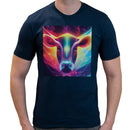 Neon Rainbow Cow | Super Soft T-shirt | Cotton Crew Neck Short sleeve T Shirt Men's