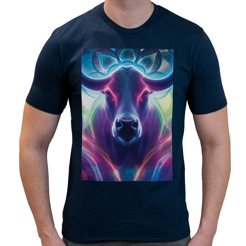 Neon Cow | Super Soft T-shirt | Cotton Crew Neck Short sleeve T Shirt Men's