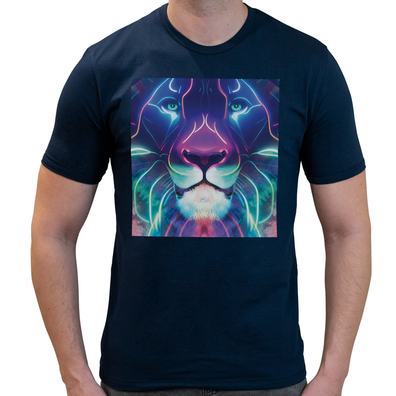 Neon Lion | Super Soft T-shirt | Cotton Crew Neck Short sleeve T Shirt Men's