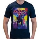 Elephant Rainbow Neon | Super Soft T-shirt | Cotton Crew Neck Short sleeve T Shirt Men's