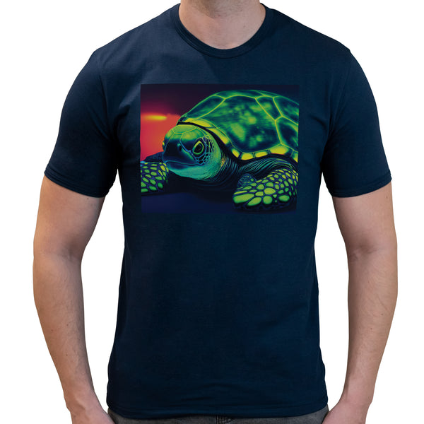 Neon Turtle | Super Soft T-shirt | Cotton Crew Neck Short sleeve T Shirt Men's
