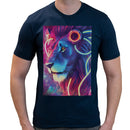 Neon Rave Lion | Super Soft T-shirt | Cotton Crew Neck Short sleeve T Shirt Men's