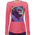 Neon Rave Gorilla | Super Soft Women T-shirt Long sleeve | Cotton Crew Neck Long sleeve Tees Women