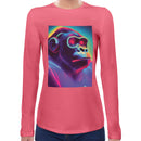 Neon Rave Gorilla Women Long Sleeves T-shirt