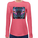 Neon Rave Cheetah Women Long Sleeves T-shirt