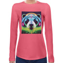 Neon Cute Panda Women Long Sleeves T-shirt