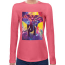 Elephant Rainbow Neon Women Long Sleeves T-shirt