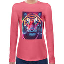 Neon Rave Tiger Women Long Sleeves T-shirt
