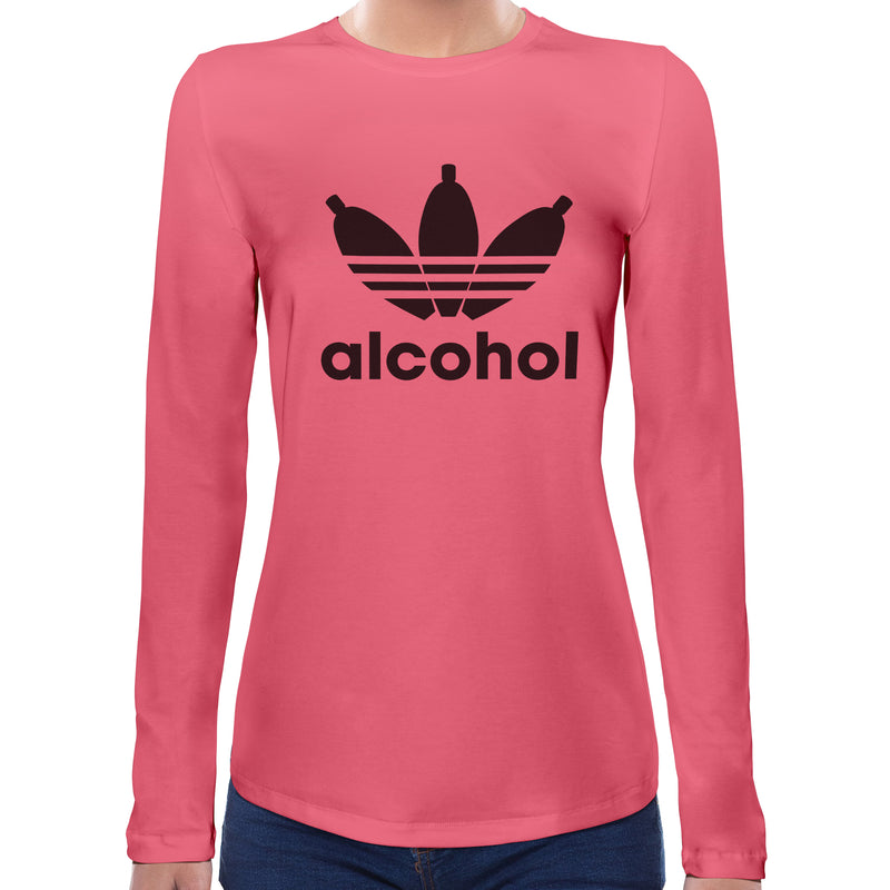 Alcohol | Super Soft Women T-shirt Long sleeve | Cotton Crew Neck Long sleeve Tees Women