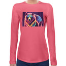 Neon Bear | Super Soft Women T-shirt Long sleeve | Cotton Crew Neck Long sleeve Tees Women