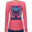 Neon Rave Owl Women Long Sleeves T-shirt