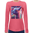 Neon Space Llama Women Long Sleeves T-shirt