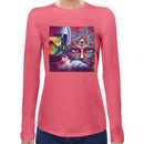 Astronaut Psychedelic | Super Soft Women T-shirt Long sleeve | Cotton Crew Neck Long sleeve Tees Women