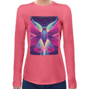 Neon Mandala Hummingbird | Super Soft Women T-shirt Long sleeve | Cotton Crew Neck Long sleeve Tees Women