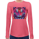 Tiger Neon Psychedelic Women Long Sleeves T-shirt