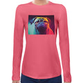 Neon Pug | Super Soft Women T-shirt Long sleeve | Cotton Crew Neck Long sleeve Tees Women
