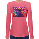 Neon Mandala Pug Women Long Sleeves T-shirt