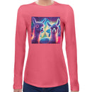 Neon Llama | Super Soft Women T-shirt Long sleeve | Cotton Crew Neck Long sleeve Tees Women