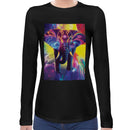 Elephant Rainbow Neon Women Long Sleeves T-shirt