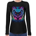 Neon Rave Owl | Super Soft Women T-shirt Long sleeve | Cotton Crew Neck Long sleeve Tees Women