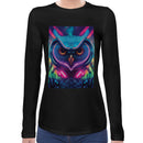 Neon Rave Owl Women Long Sleeves T-shirt