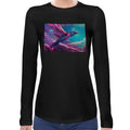 Neon Hummingbird | Super Soft Women T-shirt Long sleeve | Cotton Crew Neck Long sleeve Tees Women