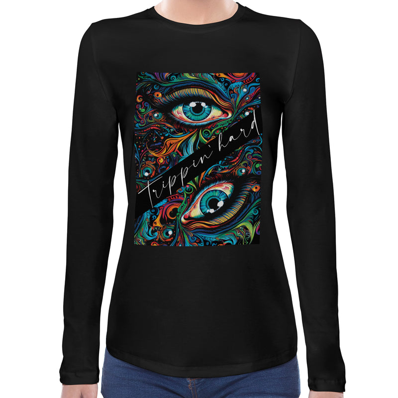 Trippy Third Eye | Super Soft Women T-shirt Long sleeve | Cotton Crew Neck Long sleeve Tees Women