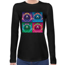 Bear Neon Rave | Super Soft Women T-shirt Long sleeve | Cotton Crew Neck Long sleeve Tees Women