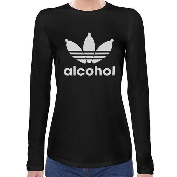 Alcohol spoof logo | Super Soft Women T-shirt Long sleeve | Cotton Crew Neck Long sleeve Tees Women