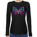 Neon Tribal Parrot | Super Soft Women T-shirt Long sleeve | Cotton Crew Neck Long sleeve Tees Women