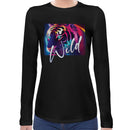 Tiger Neon Psychedelic | Super Soft Women T-shirt Long sleeve | Cotton Crew Neck Long sleeve Tees Women