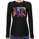 Elephant Neon Women Long Sleeves T-shirt