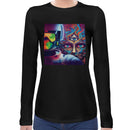 Astronaut Psychedelic | Super Soft Women T-shirt Long sleeve | Cotton Crew Neck Long sleeve Tees Women
