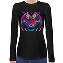 Tiger Neon Psychedelic Women Long Sleeves T-shirt