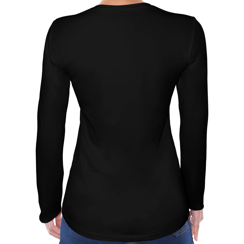 Neon Mandala Pug | Super Soft Women T-shirt Long sleeve | Cotton Crew Neck Long sleeve Tees Women