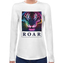 Roar Neon Tiger | Super Soft Women T-shirt Long sleeve | Cotton Crew Neck Long sleeve Tees Women