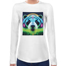 Neon Cute Panda Women Long Sleeves T-shirt