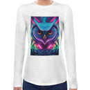 Neon Rave Owl Women Long Sleeves T-shirt