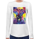 Elephant Rainbow Neon | Super Soft Women T-shirt Long sleeve | Cotton Crew Neck Long sleeve Tees Women