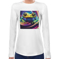 Frog Neon | Super Soft Women T-shirt Long sleeve | Cotton Crew Neck Long sleeve Tees Women